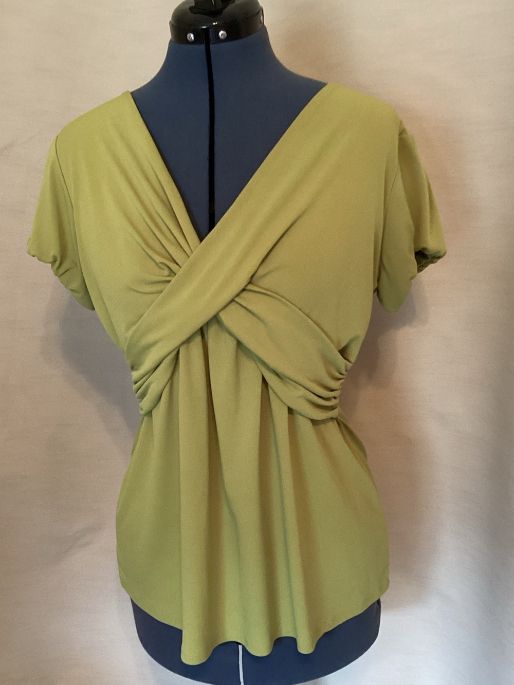 Grace Elements Olive Green Twist-Front Short Sleeve Top